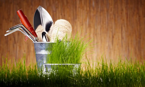 Lawn mowing service maintaining a tidy garden in Purley